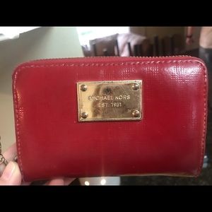 Michael Kors red wallet with wristlet strap